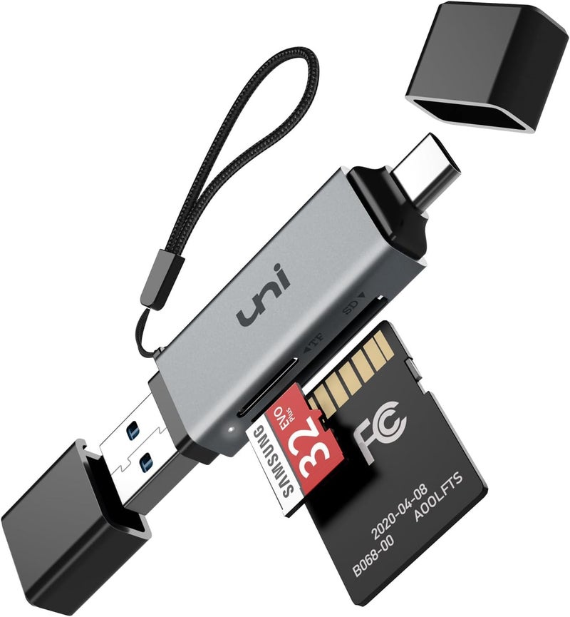 uni SD Card Reader, High-Speed USB C to Micro SD Card Adapter USB 3.0 Dual Slots, Memory Card Reader for SD/Micro SD/SDHC/SDXC/MMC, Compatible with MacBook Pro/Air, Chromebook, Android Galaxy - Image 1
